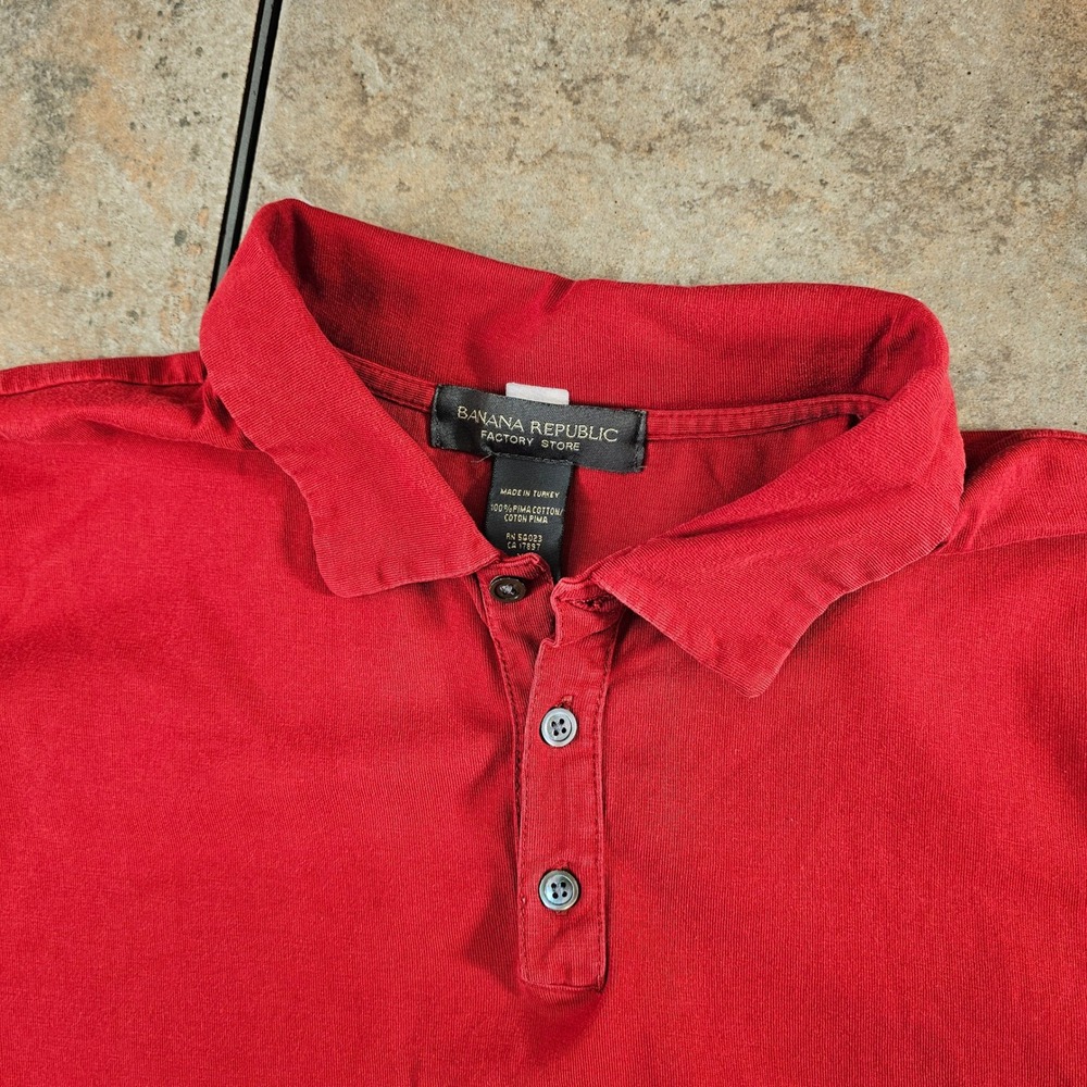 Banana Republic Red Pima Cotton Short Sleeve Polo Shirt Mens XL